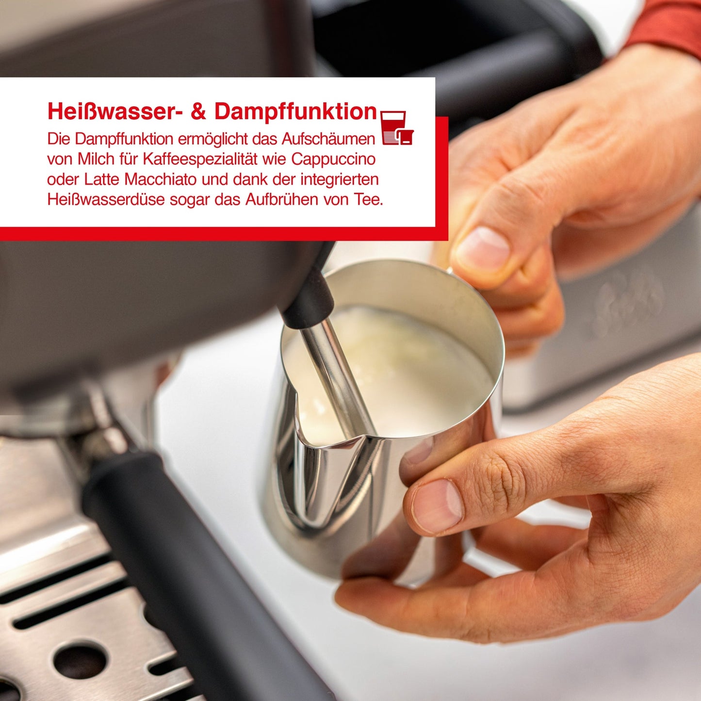 Solis Grind & Infuse Perfetta Espressomaschine Schwarz mit Dampffunktion zum Aufschäumen von Milch und Heißwasserdüse