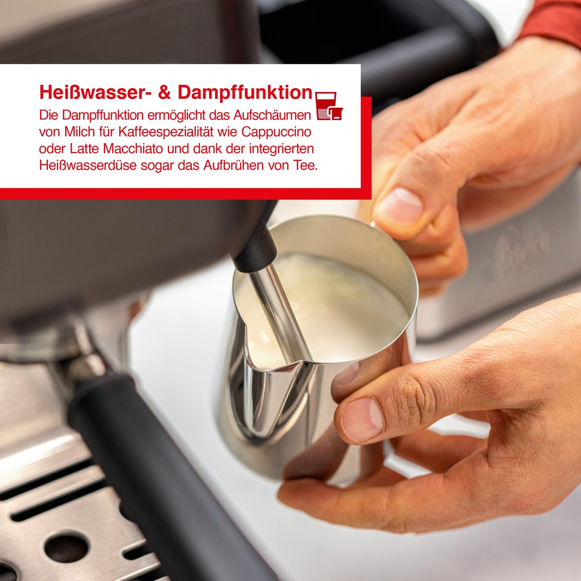 Solis Grind & Infuse Perfetta Espressomaschine Schwarz mit Dampffunktion zum Aufschäumen von Milch und Heißwasserdüse