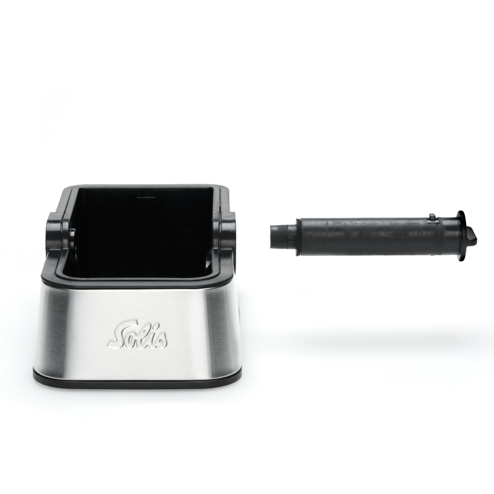 Frontansicht der Solis Perfetta Ausklopfschale mit herausnehmbarer Stange