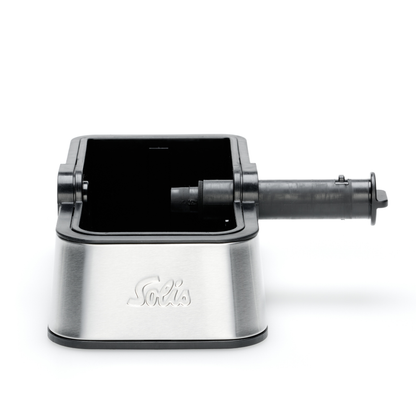 Offene Ansicht der Solis Perfetta Ausklopfschale mit abnehmbarer Stange