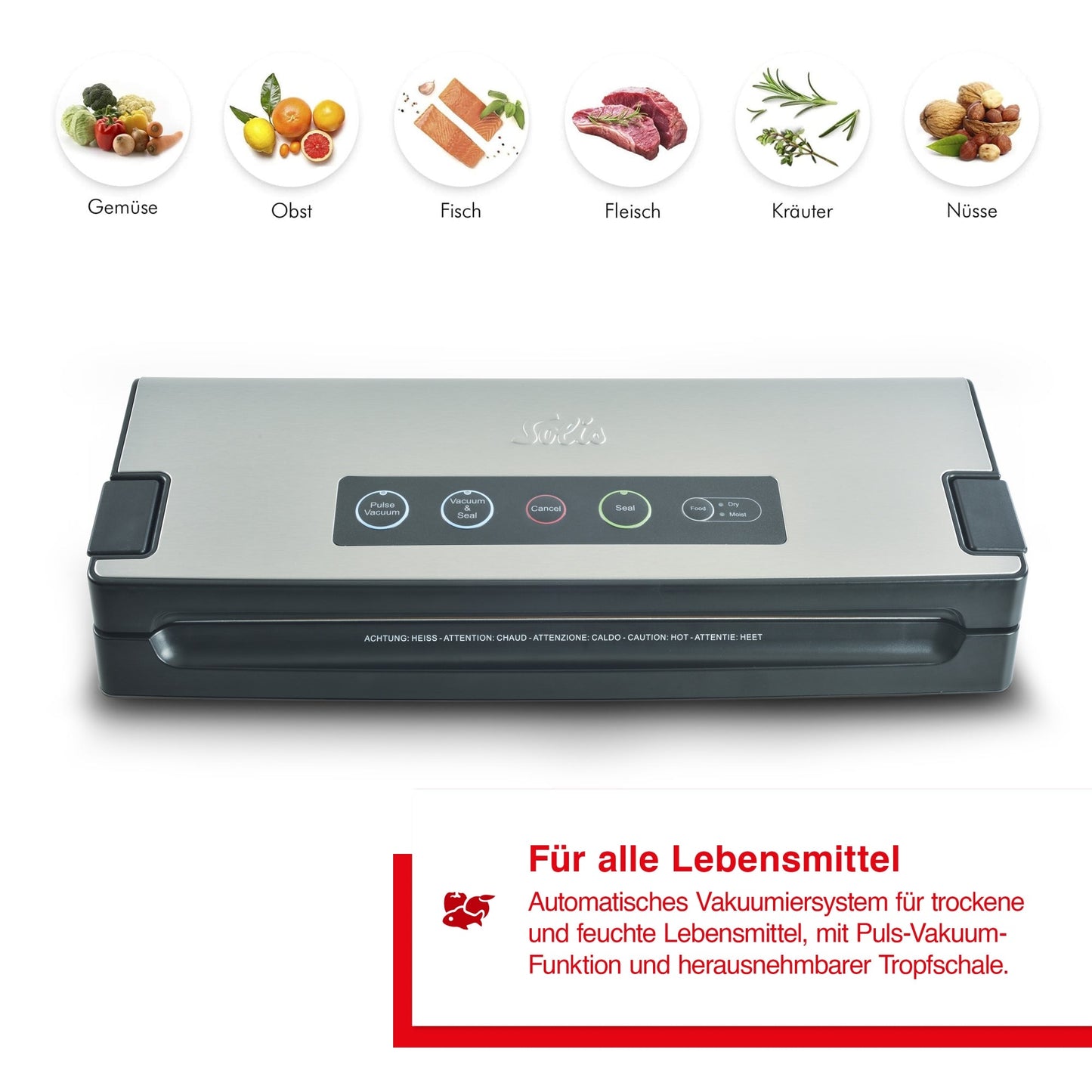 Solis Vac Premium Vakuumierer – geeignet für Gemüse, Obst, Fisch, Fleisch, Kräuter und Nüsse